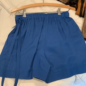 Helmut Lang cobalt dress shorts with belt
